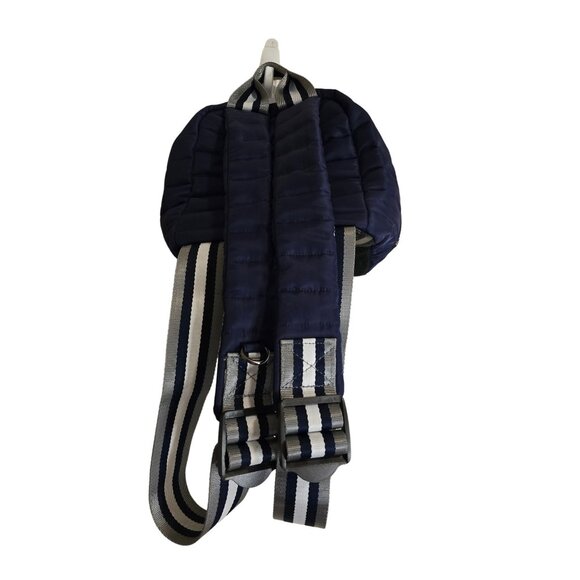 Think Royln Navy Puffer Mini Backpack With Striped Straps & Multiple Pockets - Picture 2 of 6